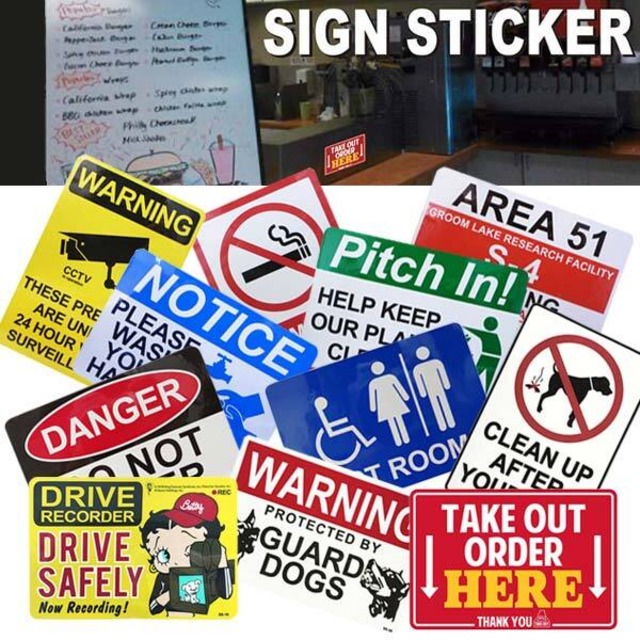 SIGN STICKER 全11種類 日本製 ガレージ 店舗 ディスプレイ ステッカー シール アメリカン 標識