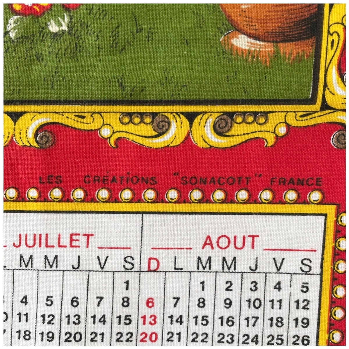 フランス買付 ヴィンテージ ファブリックカレンダー クロス