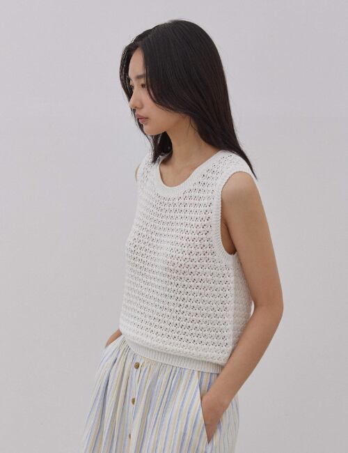 Open-Knit Linen Blend Tank