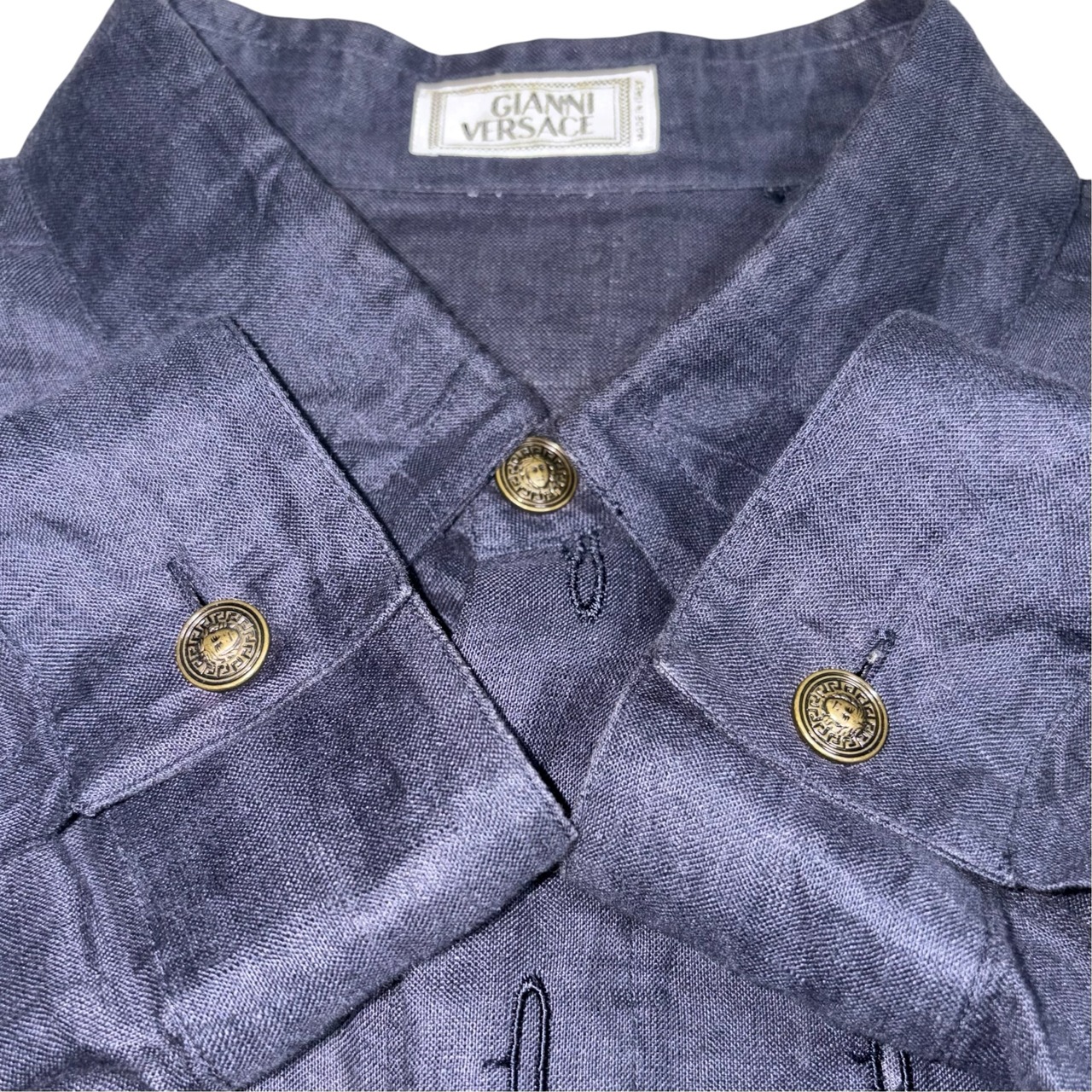 vintage GIANNI VERSACE button hole linen shirt