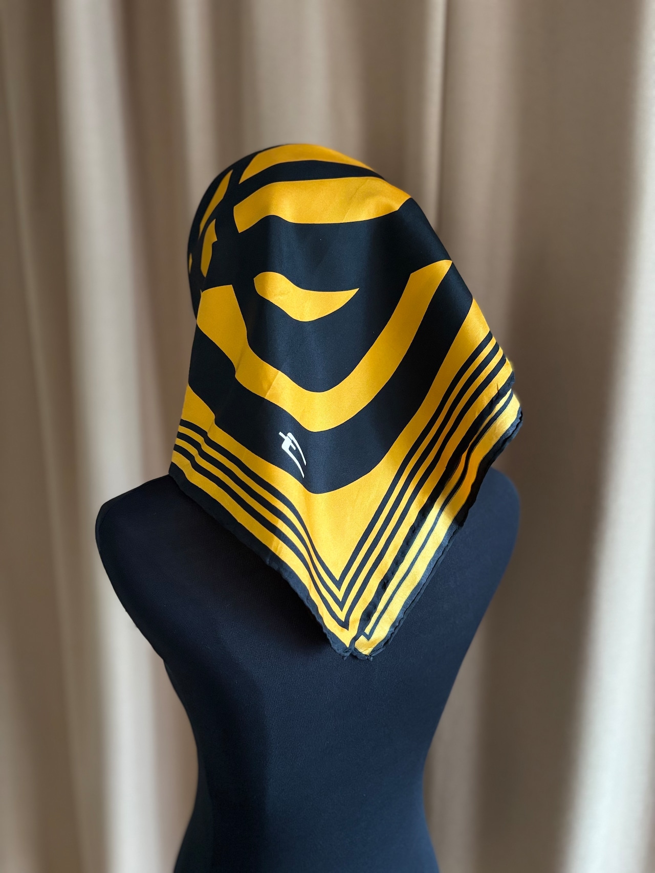 yellow & black abstract silk scarf-5152-8