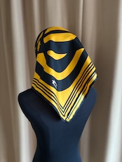 yellow & black abstract silk scarf-5152-8
