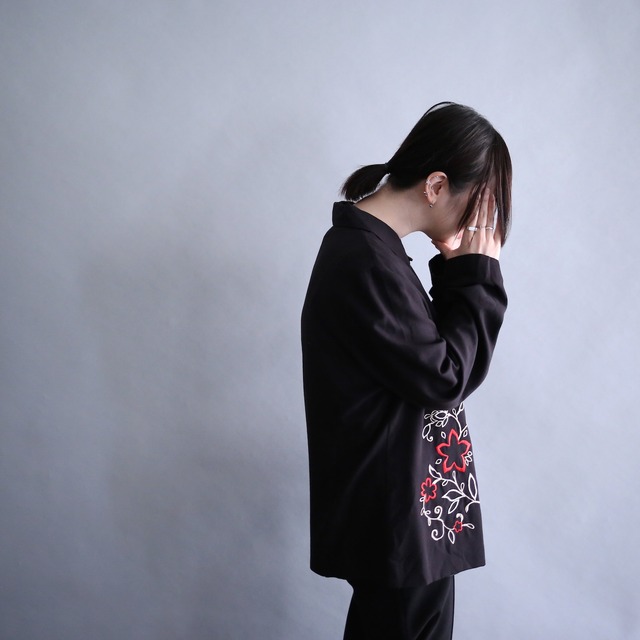"刺繍"  flower art design black mode shirt jacket