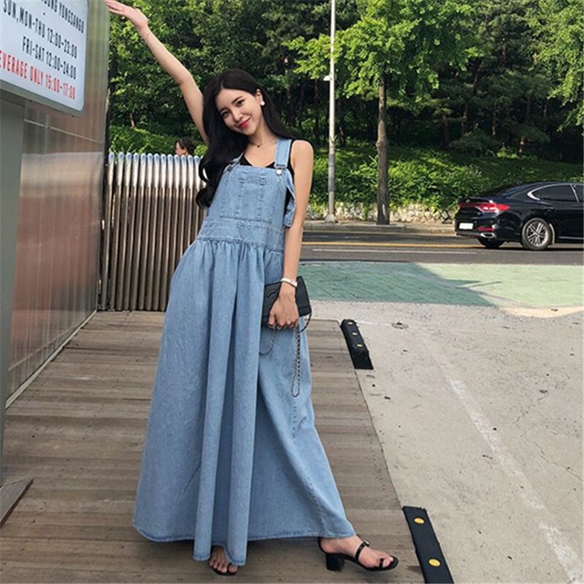 ジャンパースカート ジャンスカ サスペンダースカート レディース 送料無料 デニムワンピース ロング丈 マキシ丈 袖なし ウエストマーク ポケット ハイウエスト かわいい 大人可愛い きれいめ シンプル カジュアル おしゃれ レトロ アジアン 大人女子 こなれ感 ラフ キュート ルーズ モード系 とろみ感 抜け感 S M L XL 青 ブルー 無地 春 夏 秋 冬 オールシーズン シーズンレス 10代 20代 ママ デート お出かけ アウトドア リゾート 旅行 海 プール 着回し 普段使い 体系カバー
