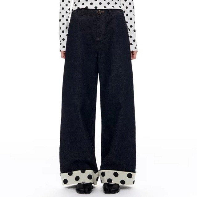 ドット ロールアップ  デニムパンツ 239453