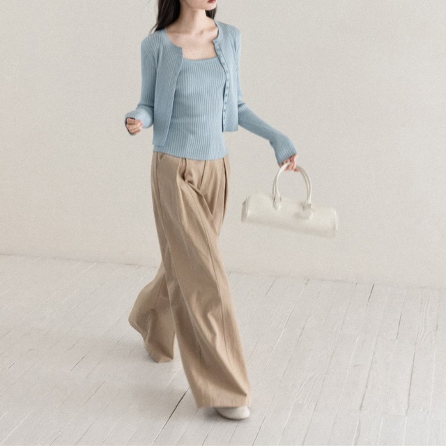 tuck wide-leg pants　J00439