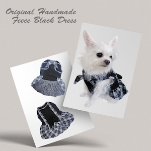 オリジナル ハンドメイド フリースブラックドレス ワンピース 秋冬 日本生地 日本製 犬服 猫服 ペット服 小型犬 Phiria0006 オリジナル ハンドメイド フリースブラックドレス ワンピース 秋冬 日本生地 日本製 犬服 猫服 ペット服 小型犬 Phiria0006