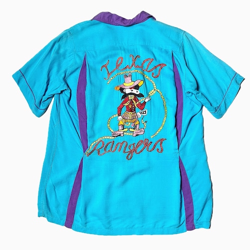 Vintage 80〜90's【TOMMY HILL】"Texas Rangers" Rayon Bowling Shirt