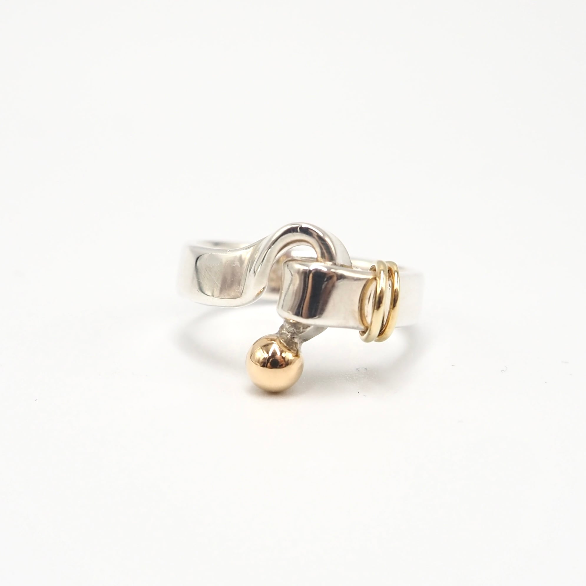 2/10掲載 Tiffany&Co. 約10号 フック&アイ コンビ リング シルバー925 K18 ティファニー