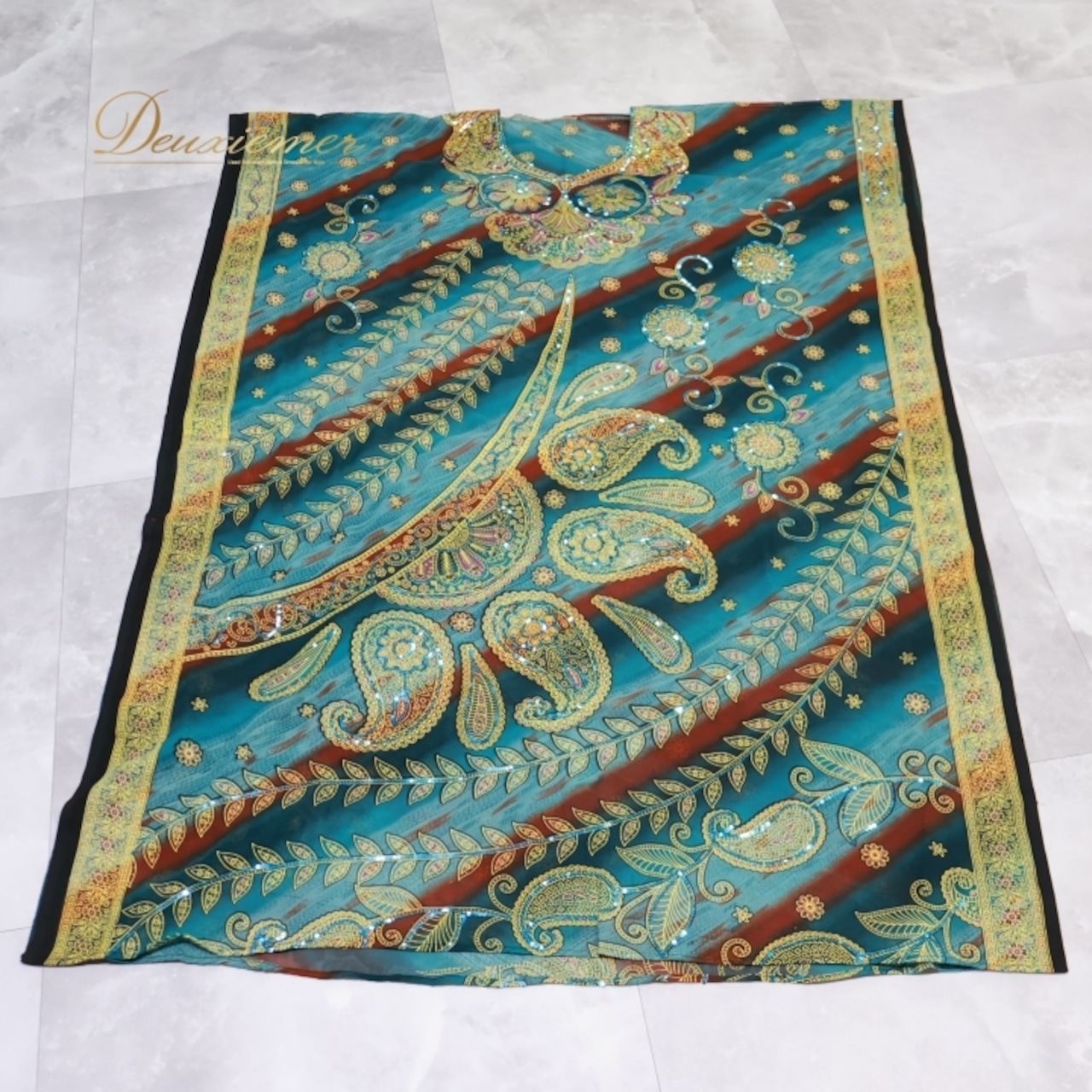 ベリーダンス 衣装 ガラベーヤ グリーン系 羽織り スパンコール 花柄 ペイズリー柄 練習 レッスン ステージ 軽い 薄い 透け感 華やか キラキラ 緑 黄 茶 赤 青 紫 金 イエロー系 ブラウン系 レッド系 ブルー系 パープル系 ゴールド系