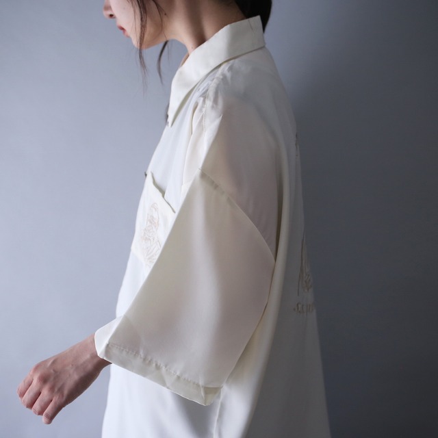 "刺繍" front and back design over silhouette h/s shirt（dead stock）