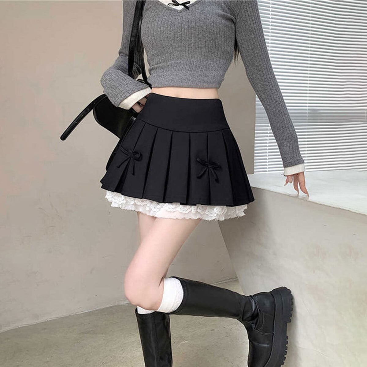 ミニスカート プリーツ レディース 韓国 春 夏 秋 ボックスプリーツ おしゃれ 大人 かわいい きれいめ インナーパンツ付き Aライン リボン ハイウエスト キュロットスカート 大人可愛い 大人女子