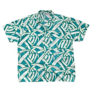 EXPRESSO ABSTRACT PATTERN OPEN COLLAR BUTTON SHIRT SIZE L (USED)