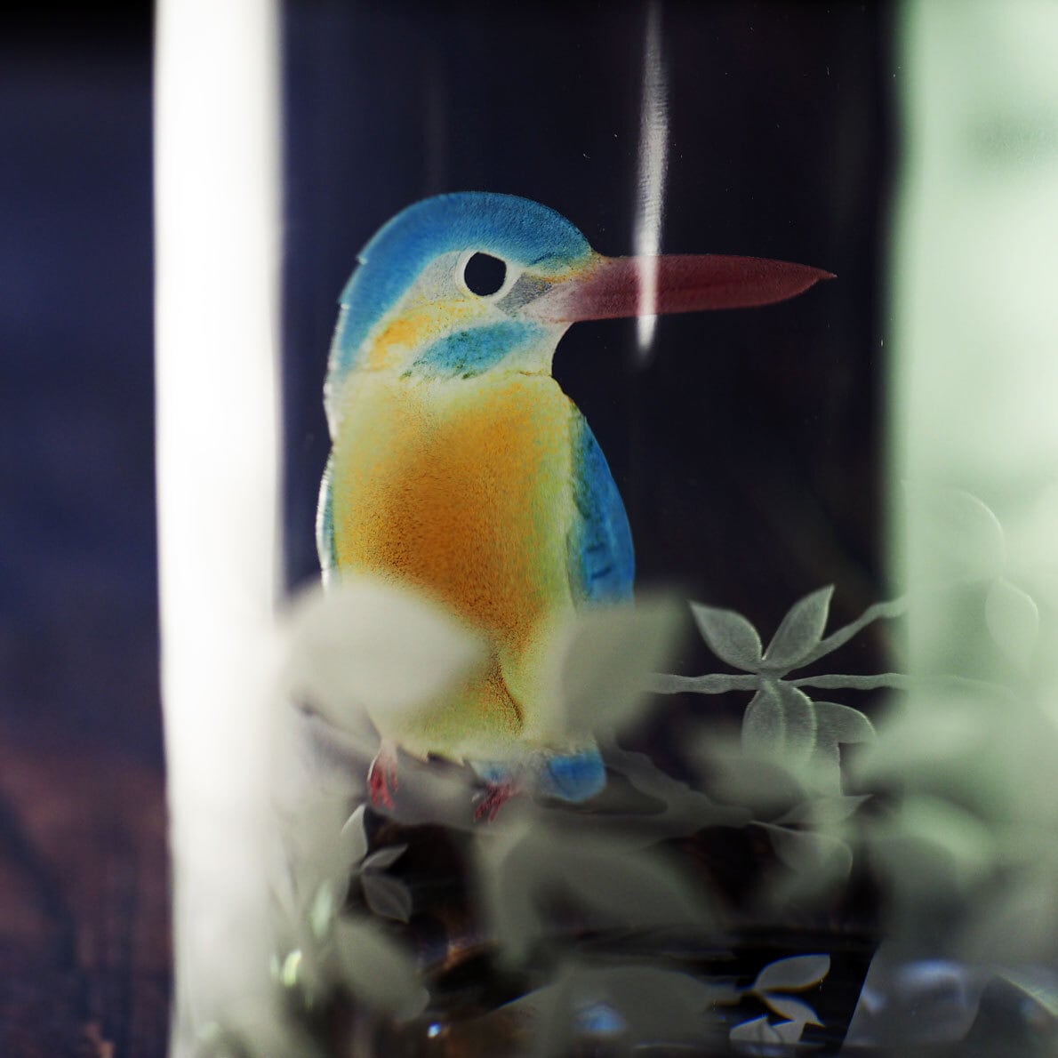 クリスタルロックグラス「彩色かわせみ」2種 | 「硝子のおくりもの記念