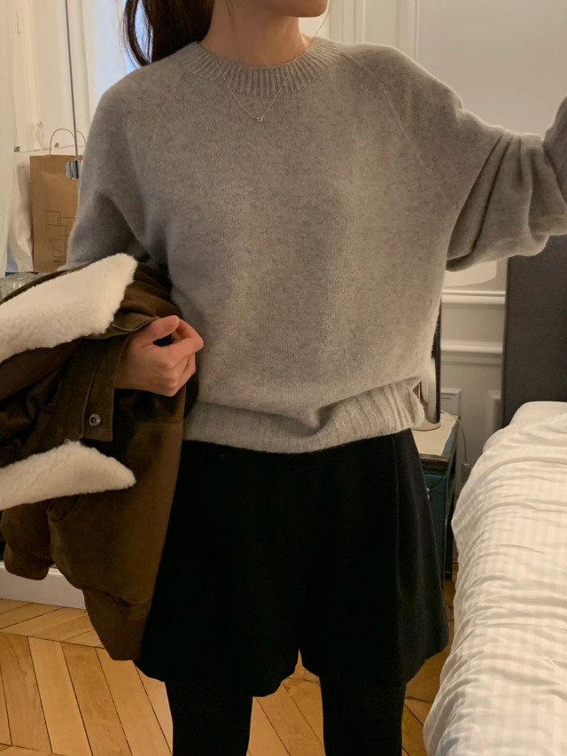 (予約) ounce / Cashemre basic pullover knit 4color