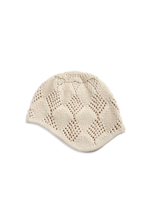 [OPEN YY] ARGYLE POINTELLE EARFLAP BEANIE, BEIGE 正規品 韓国ブランド 韓国通販 韓国代行 韓国ファッション オープン ワイワイ 日本 店舗