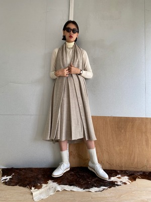 Holterneck Dress ""Ice gray hound's-tooth check" khadi wool