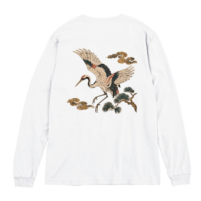 金雲の丹頂 Crane in Golden Clouds ロンT W0012-WH