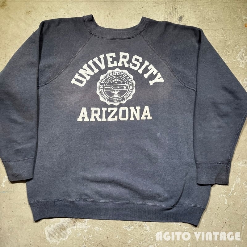 60's~ Unknown ラグランスリーブカレッジスウェット UNIVERSITY ARIZONA アリゾナ大学 グレー L~XL相当 希少 ヴィンテージ BA-2645 RM3064H