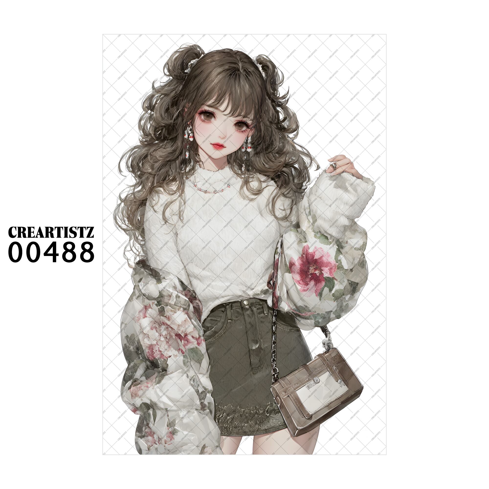 00488 ガール キュート オリジナル ペーパー/ステッカー 4枚セット CREARTISTZ