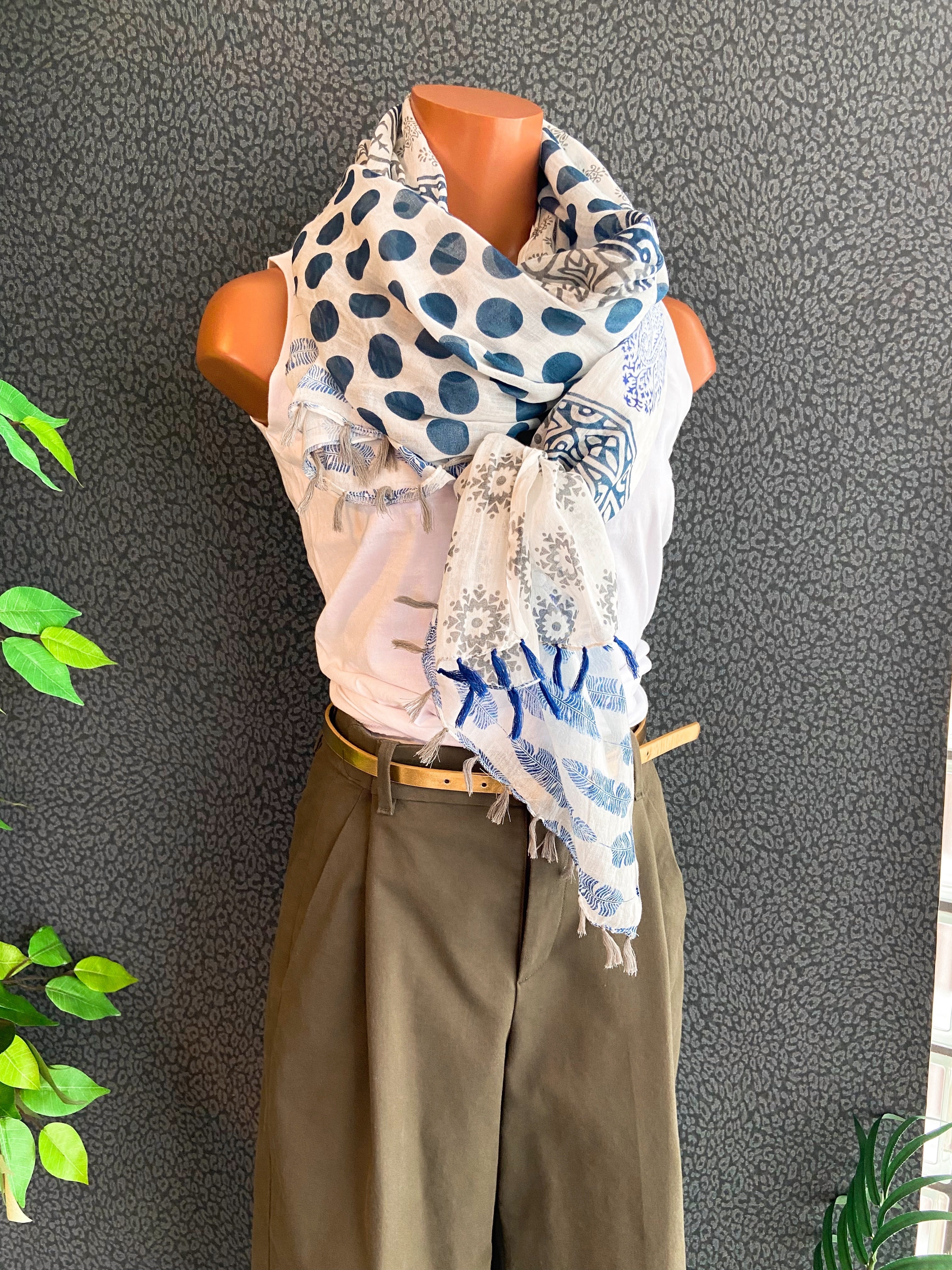 COTTON 100%コットン 夏のストール インポート大判・ロングストール