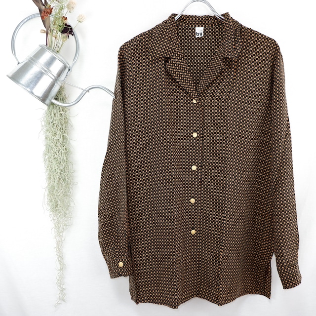 Brown Pattern Shirt | 茶色 総柄 シャツ