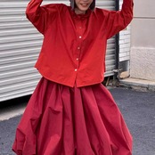 【3color】小フリルが揺れる物語色のハイネック綿シャツ《W0206》