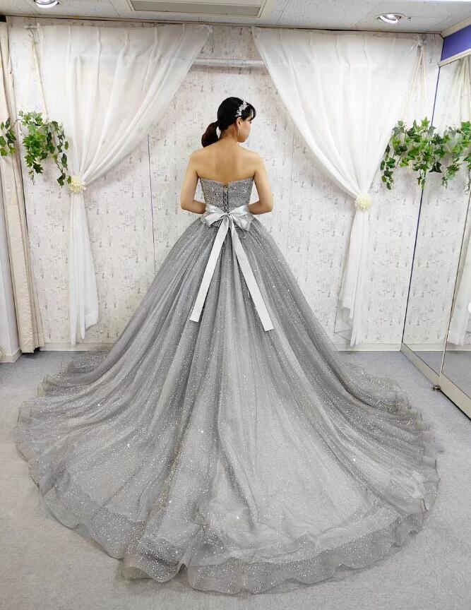 豪華！ カラードレス 魅惑の花レース キラキラグリッターチュール  