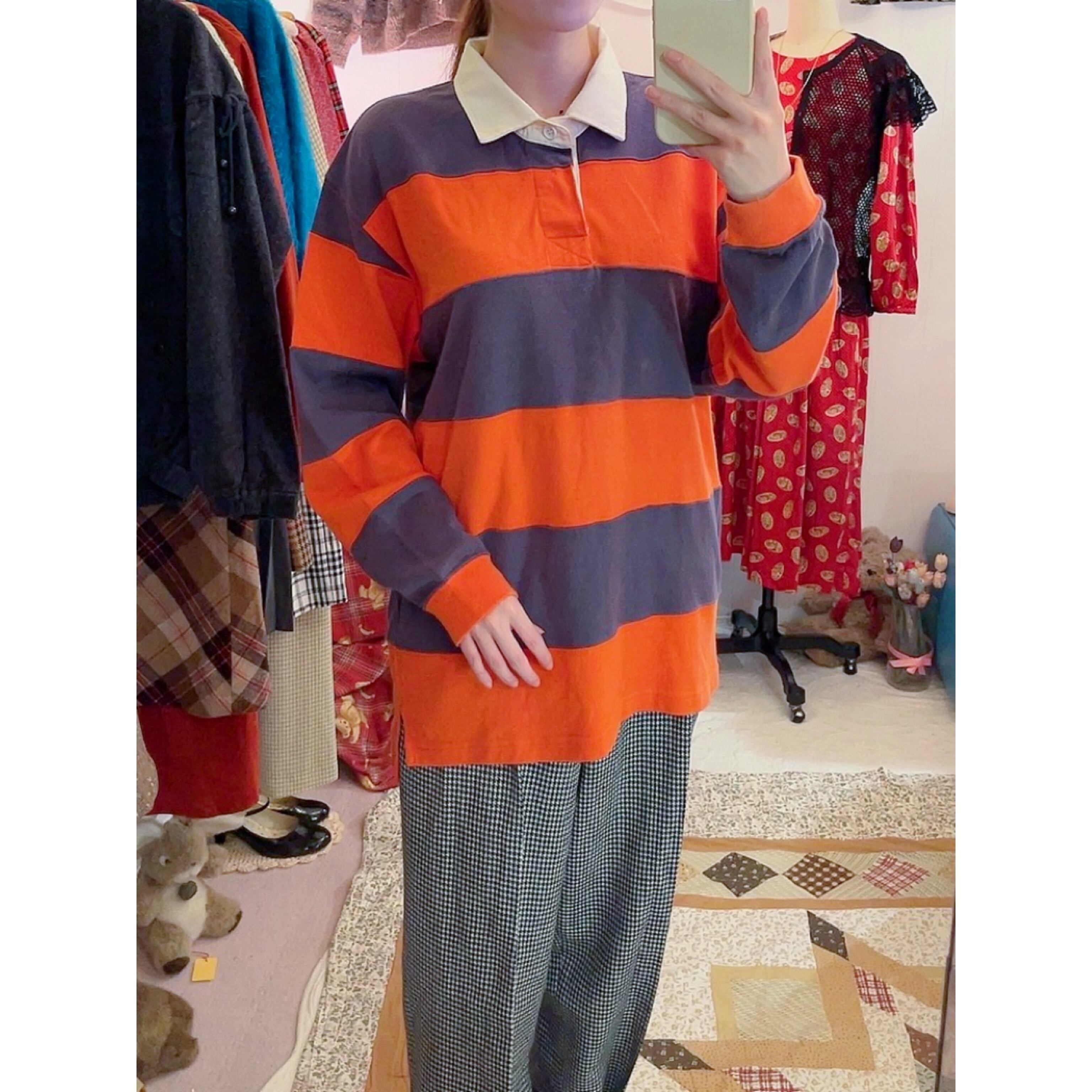 orange stripe rugger shirt