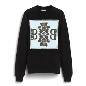 BARRIE　THISTLE LOGO SWEAT　BLACK/LIGHT BLUE MULTI