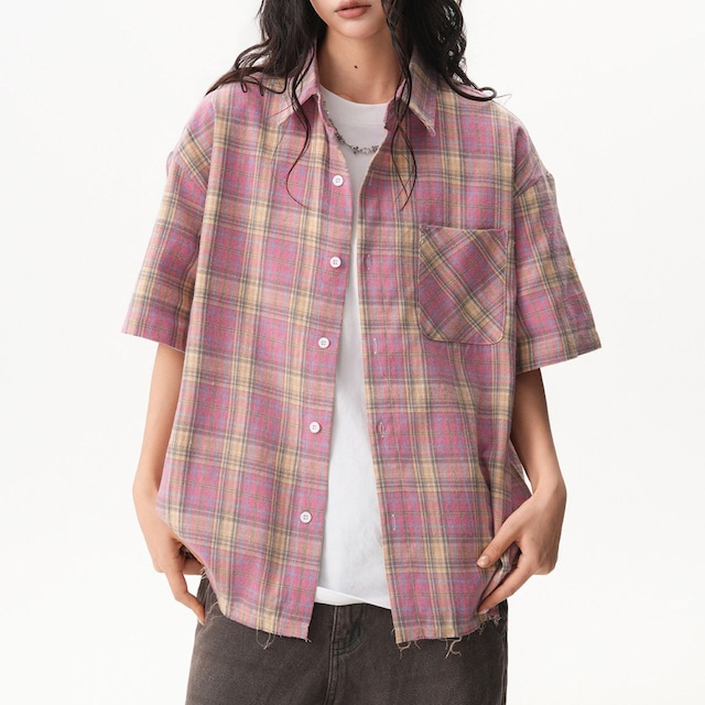 パステルミックスチェックカジュアルシャツ 1col R02495