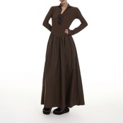 ジップアップ パッチワークAラインワンピース H0059