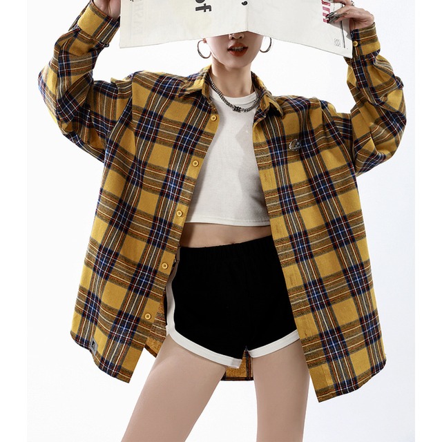 casual loose checkered shirt　カジュアルルーズチェック柄シャツ　J0508