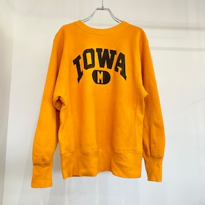 【USED】80s Champion REVERSE WEAVE チャンピオン リバースウィーブ IOWA ロゴ プリント スウェット イエロー 黄色