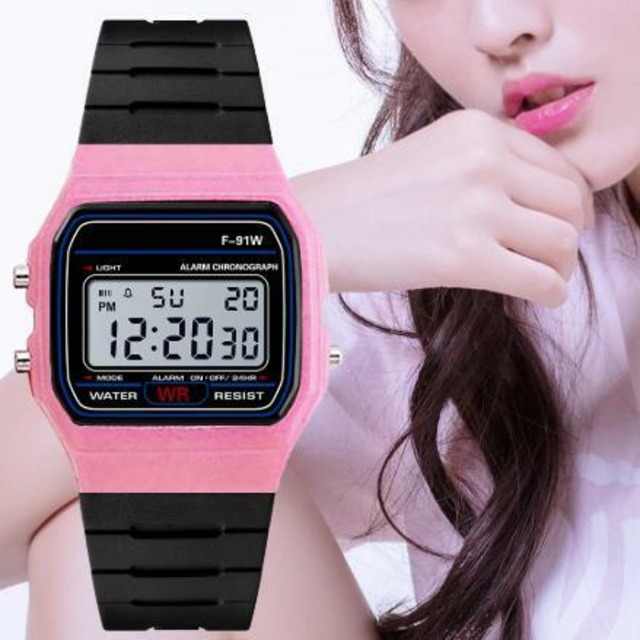 メンズ　腕時計　ピンク　シリコーンストラップ　デジタル　ミリタリー　アーミー　スポーツ　LED　防水　リストウォッチ　高級　Lynn-94-pink