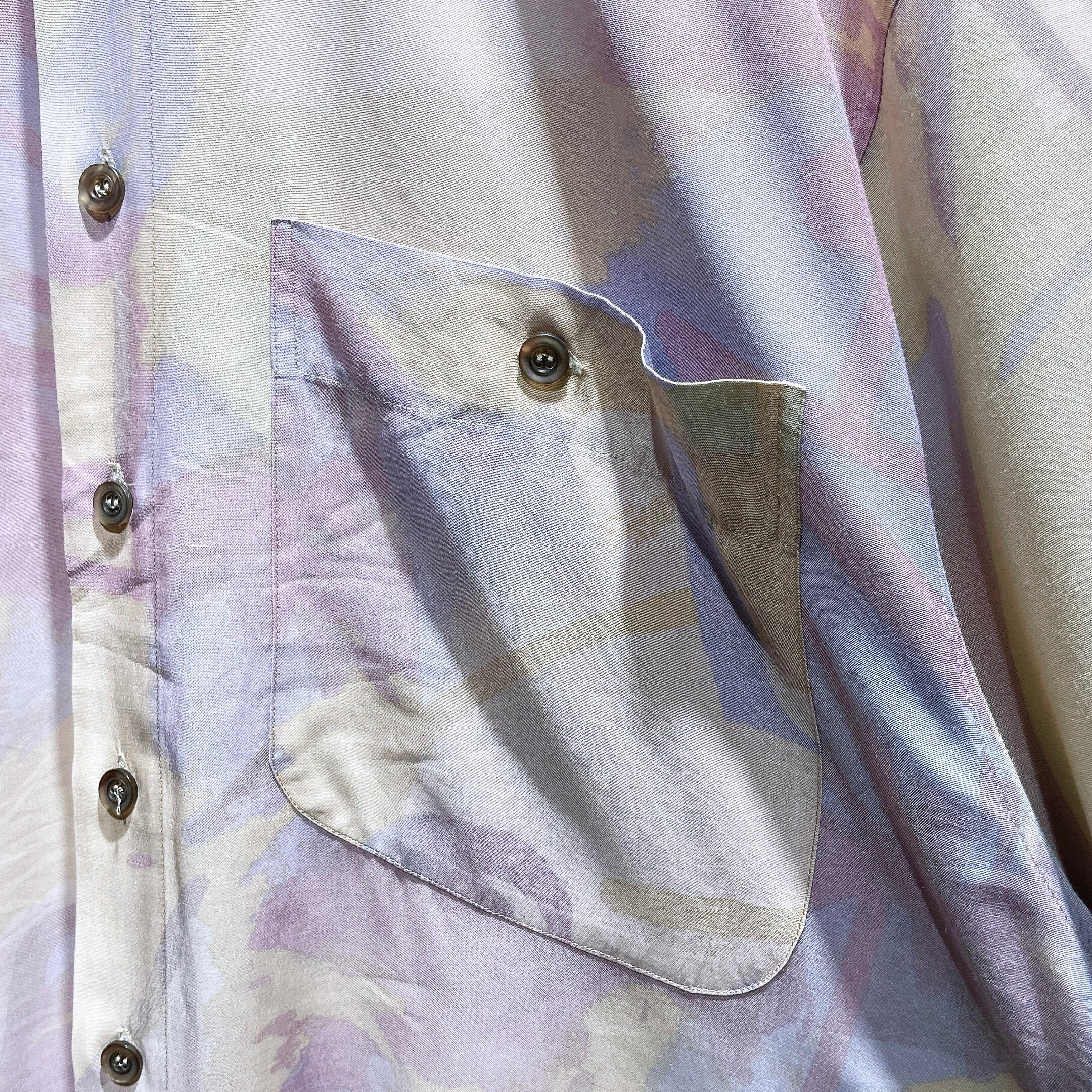 1990s Water color painting Design vintage Drape loose SS shirt