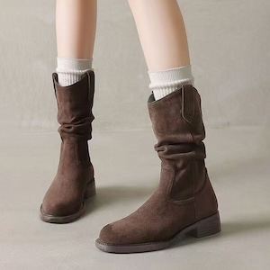 ウエスタン ブーツ レディース 春秋冬 韓国 ミドルブーツ おしゃれ 大人 きれいめ カジュアル 通勤 通学 レトロ 太ヒール 美脚 ジョッキーブーツ 大人可愛い 大人女子