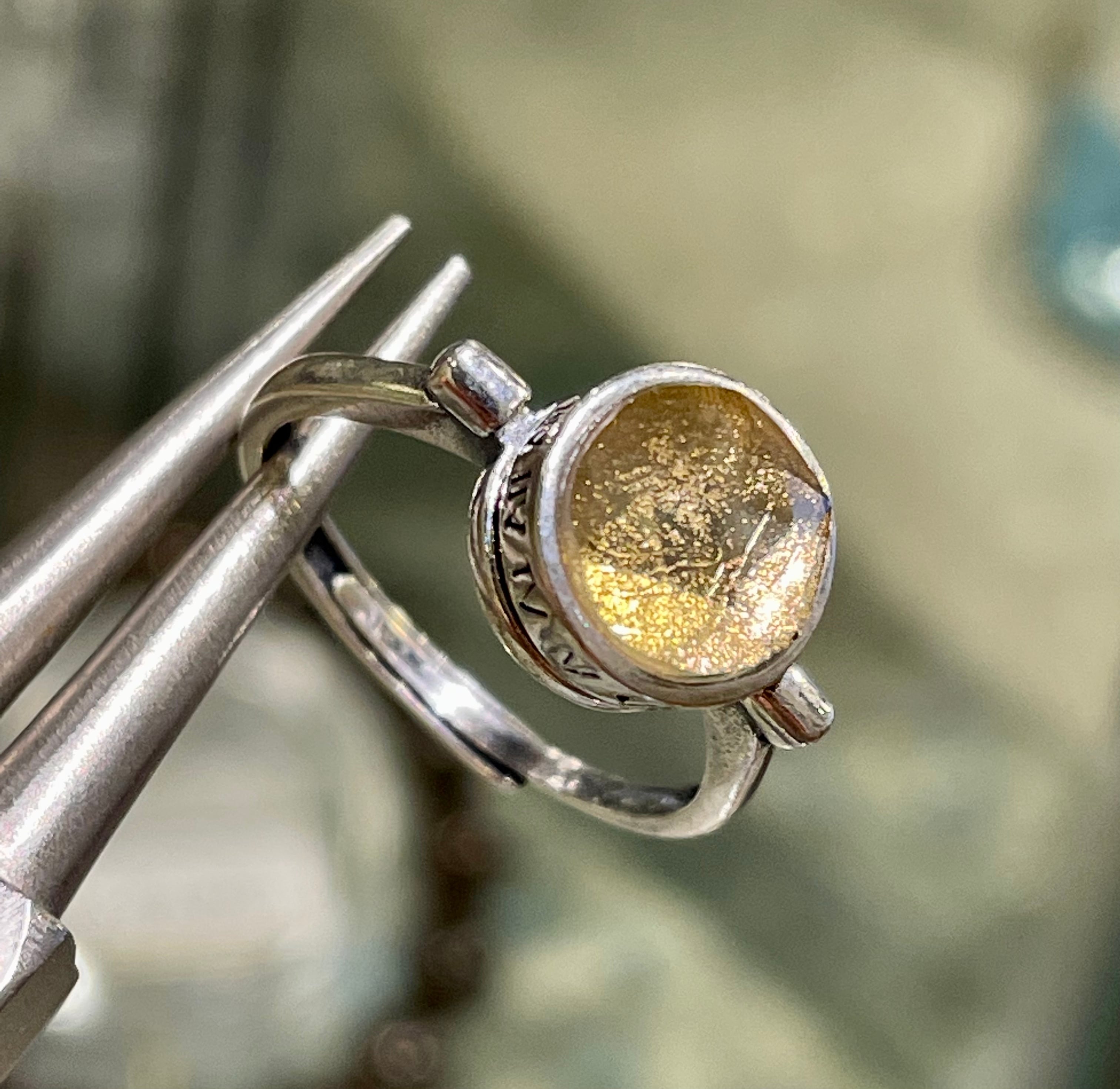 激安卸価格 天然ギベオン指輪 鉄隕石　メテオライト　シルバー925 ゴールド