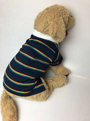 ドッグウェア レインボー ポロシャツ 2Lサイズ　Dog clothes Rainbow Polo Shirt 2Lsize