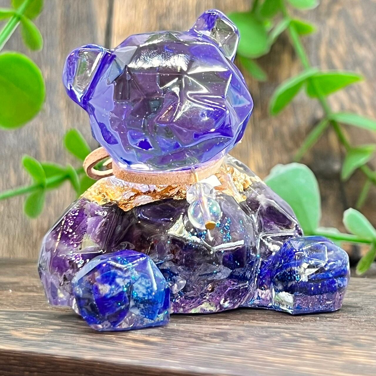 こぐまのオルゴナイト アメジスト&ラピスラズリ 首飾り付き