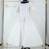 フラダンス 衣装 ワンピース ドレス ホワイト系 マーメイドライン モンステラ柄 レイ柄 ヤシ柄 白 MermaidLine MMJ エムエムジェイ 日本製 爽やか 華やか 明るい ハワイアン アロハ かわいい ハワイアンプリント フラ ダンス