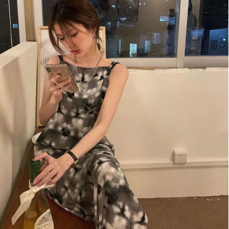 スタンダードバックシフォンドレス サマーロングスカート 薄手 レトロ 夏物 モンロー47052734662