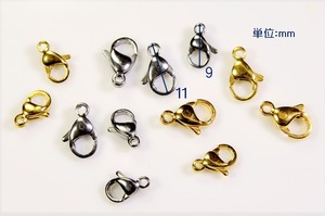 【K142】SUS304 カニカン　ゴールド色　10個