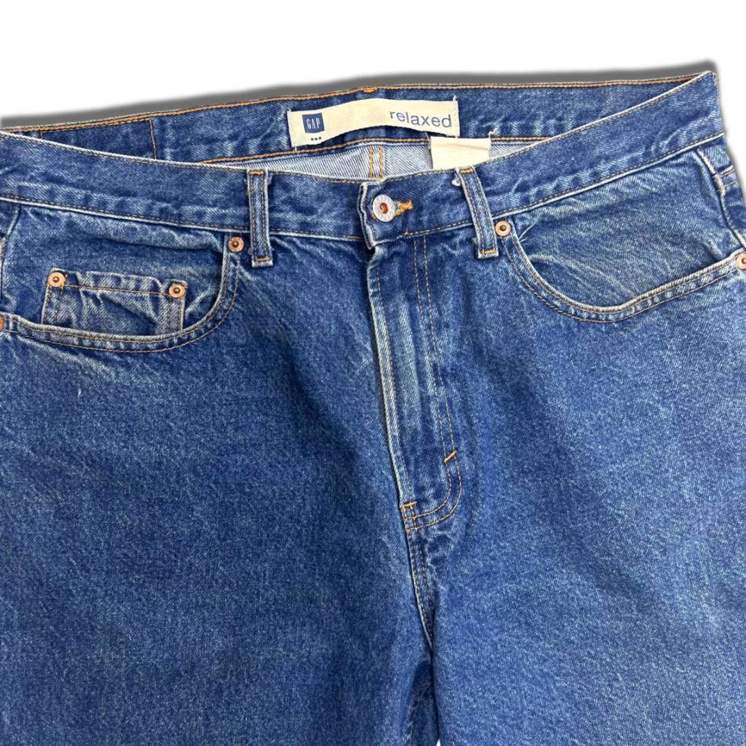 90s - 00s ギャップ Relaxed Fit デニムパンツ 36 GAP OLD GAP オールドギャップ ジーンズ Gパン BLUE  JEANS 紙タグ ワイドパンツ バギーパンツ