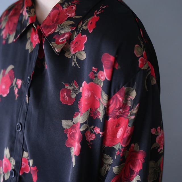 gloss fabric beautiful flower art pattern over silhouette shirt