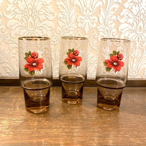 ソビエト　赤いお花のグラス