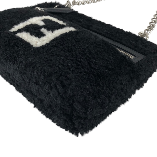 FENDI フェンディ ハンドバッグ ブラック FFロゴ ボア 2WAY vintage ヴィンテージ オールド c34f5u