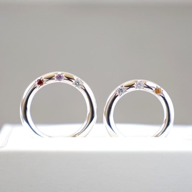 【太ver】埋め込み誕生石のカスタムリング 誕生石から選べる / SV925 ≪送料無料≫