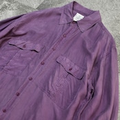 double pocket purple silk shirt