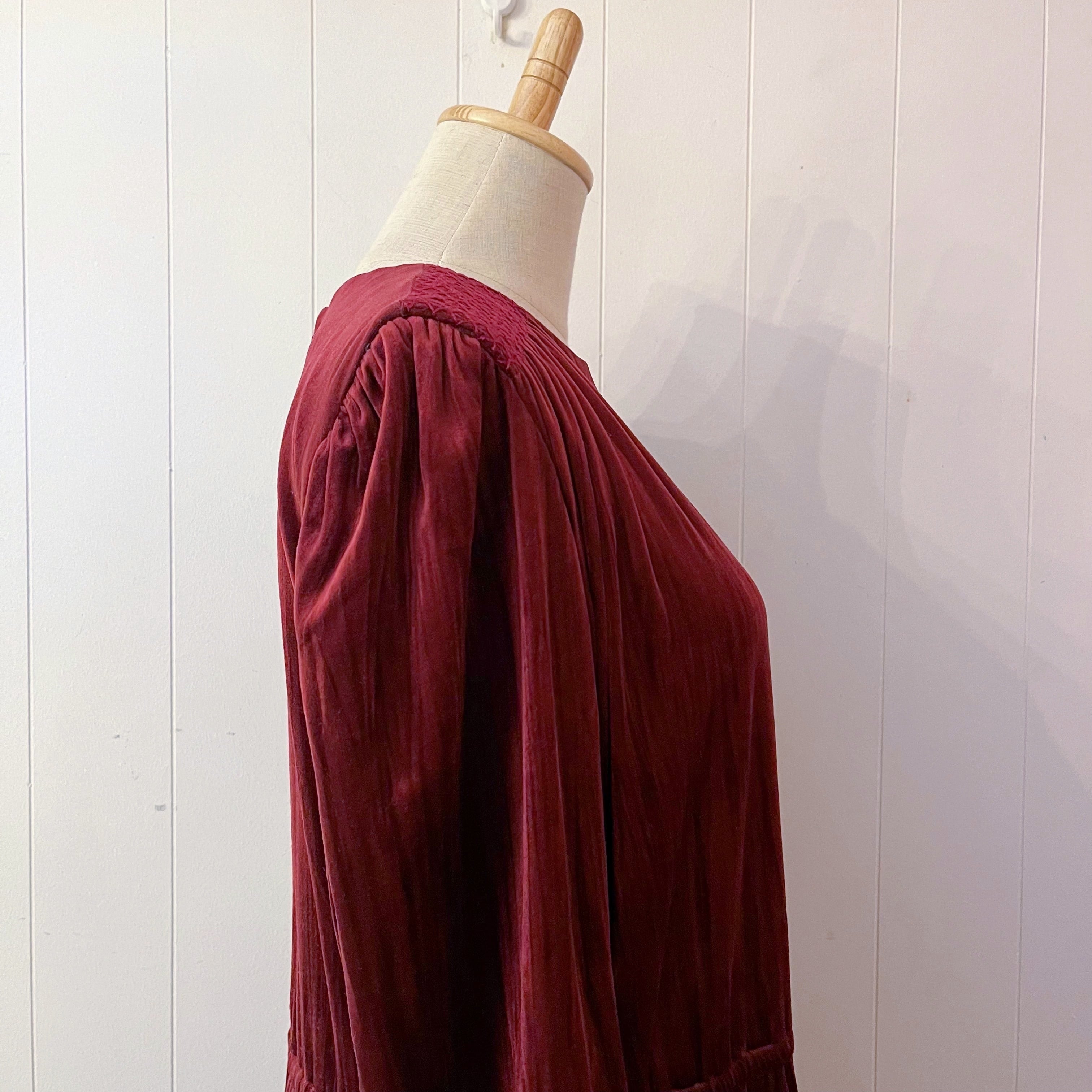 bordeaux velours wrinkle one-piece